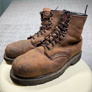 Redwing Mens Steel Safety Toe Leather Lace Up Made in USA Work Boot Sz 10D